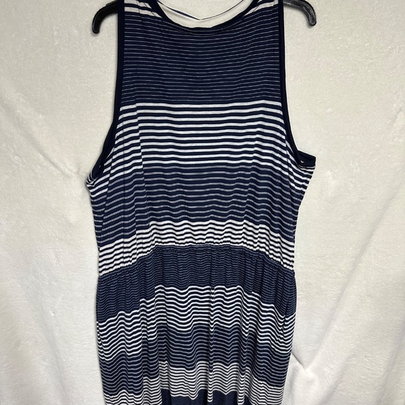 Two by Vince Camuto Women's Dress 3X Blue/White Striped Sleeveless Maxi Sheath - Picture 9 of 9